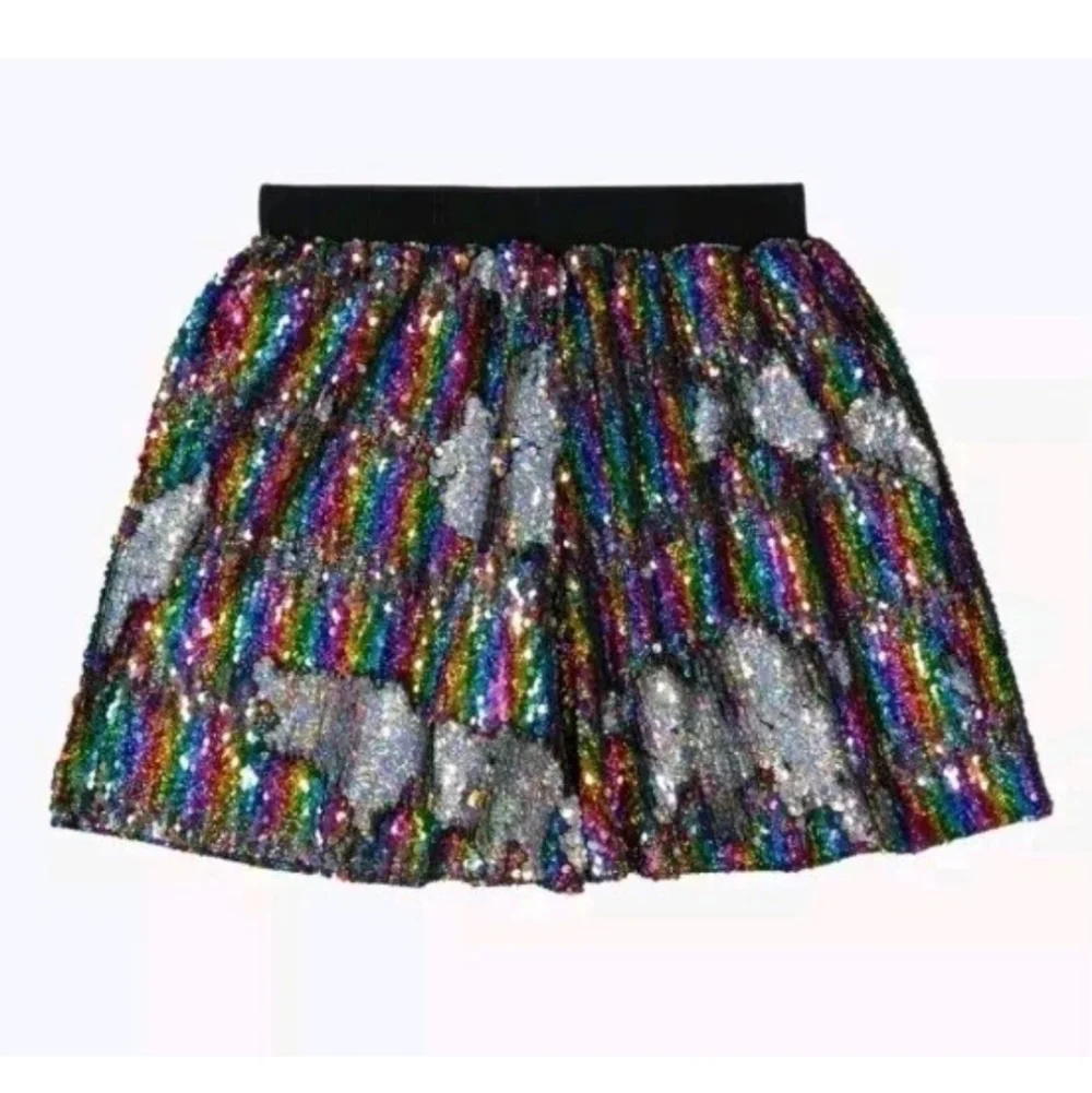 Vierra Rose Girl's Kate Reversible Sequins Skirt In Rainbow Size 12Y New